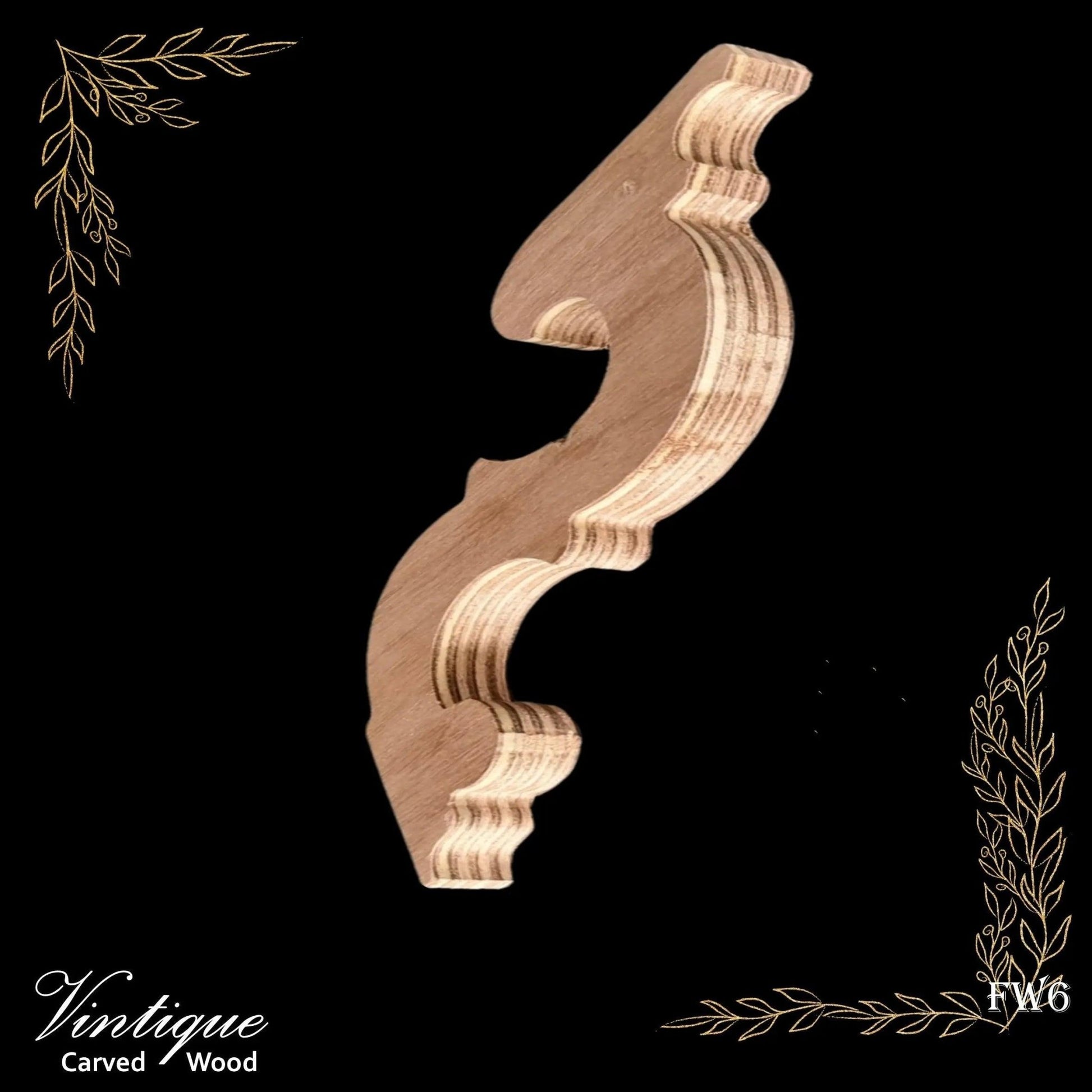 Carved wooden Lace Fretwork Corner -Homestead (FW6) 178mm x 218mm-Vintique Concepts