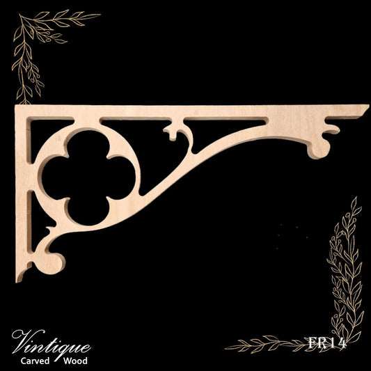 Carved wooden Lace Fretwork Corner -Paddy's Clover (FW14) 554mm x 274mm-Vintique Concepts