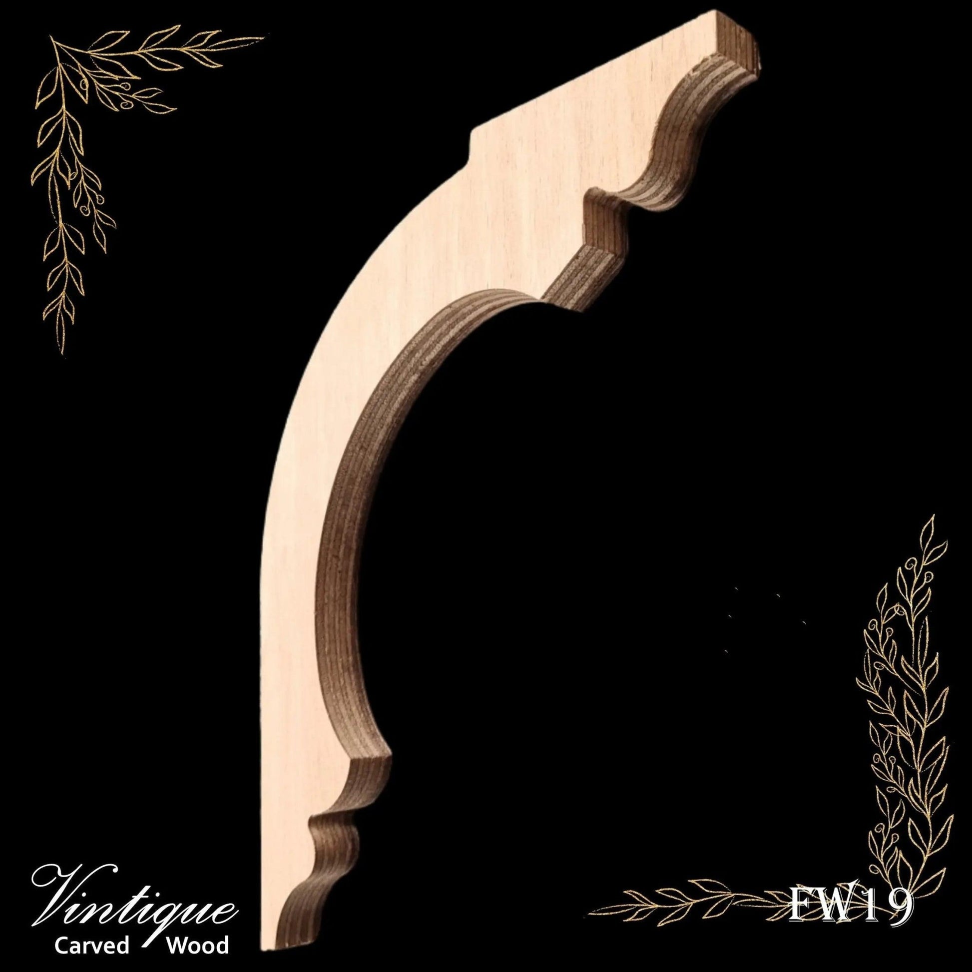 Carved wooden Lace Fretwork Corner -Parliament (FW19) 250mm x 203mm-Vintique Concepts