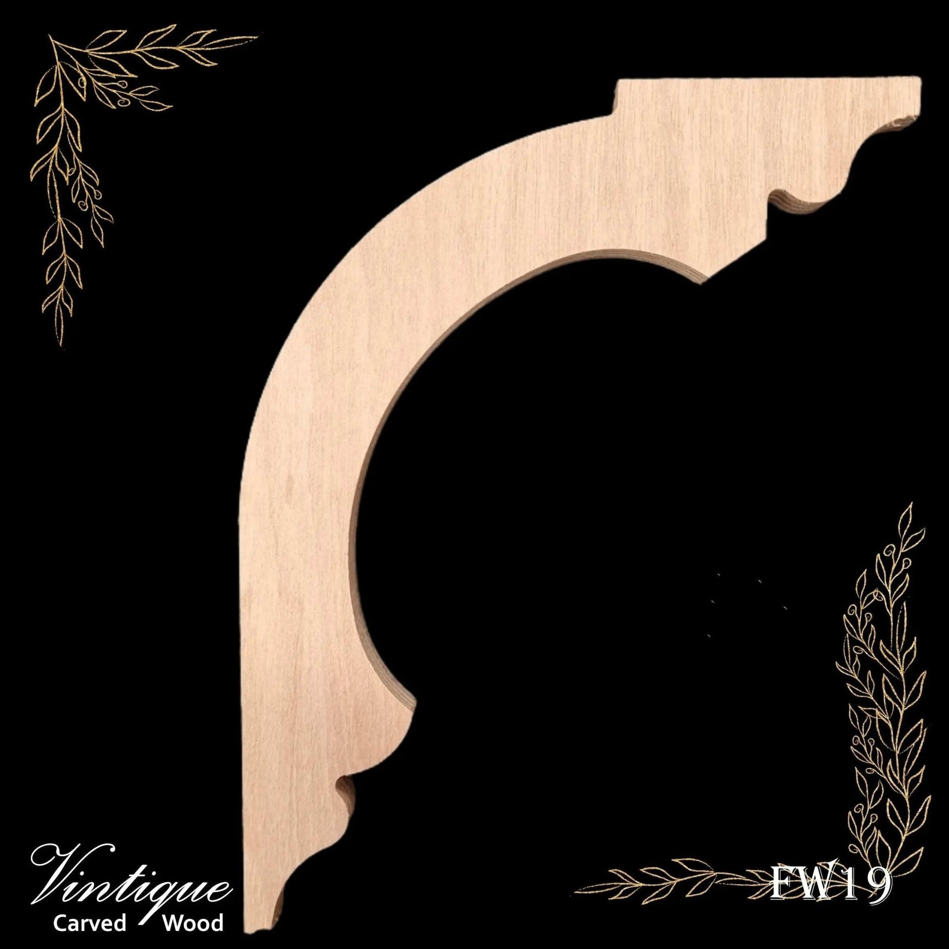 Carved wooden Lace Fretwork Corner -Parliament (FW19) 250mm x 203mm-Vintique Concepts