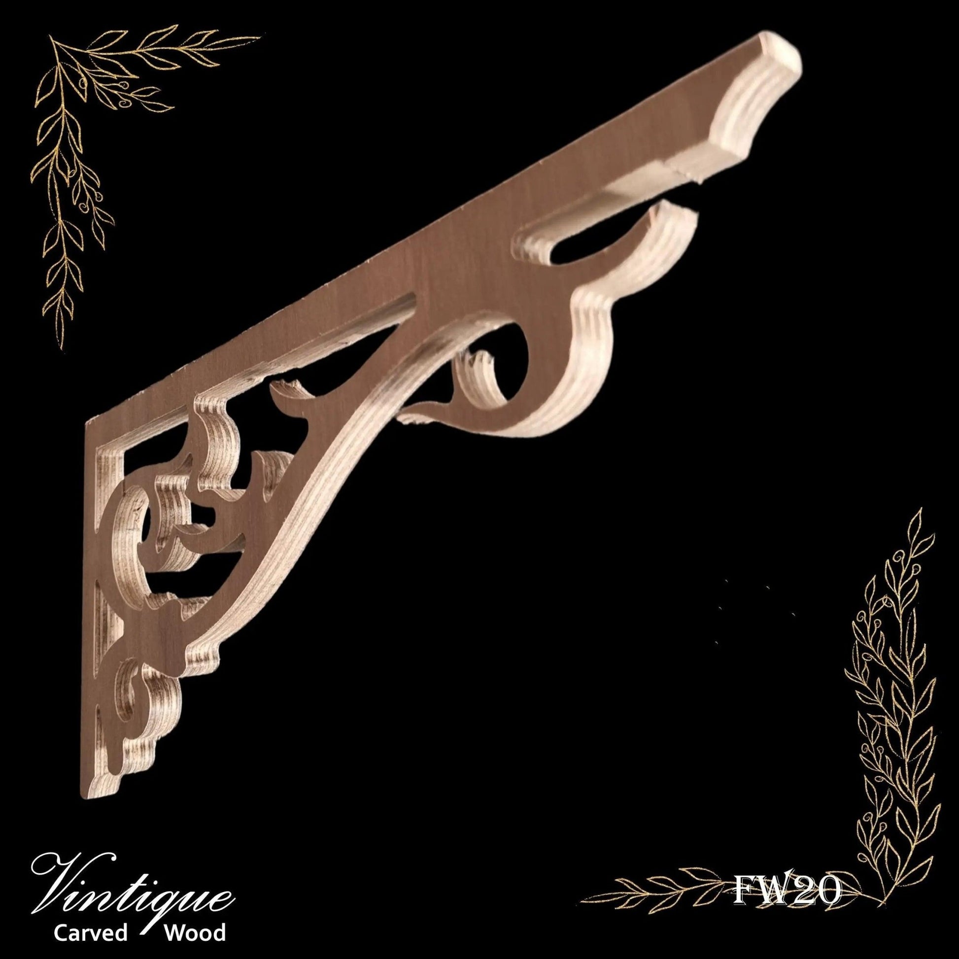 Carved wooden Lace Fretwork Corner -Stratford (FW20)443m x 160mm-Vintique Concepts