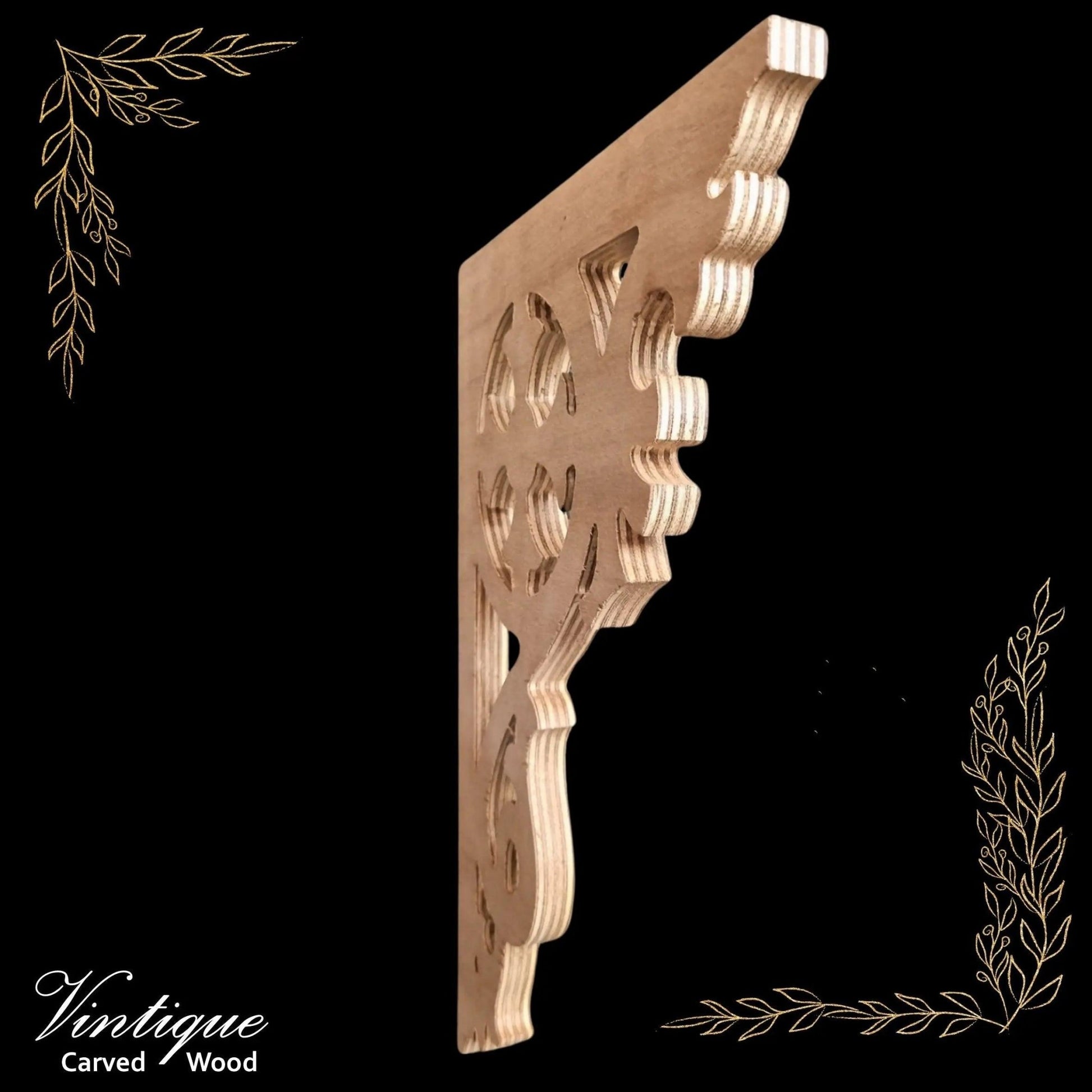 Carved wooden Lace Fretwork-Medieval Cross (FW1) 425mm x 283mm-Vintique Concepts