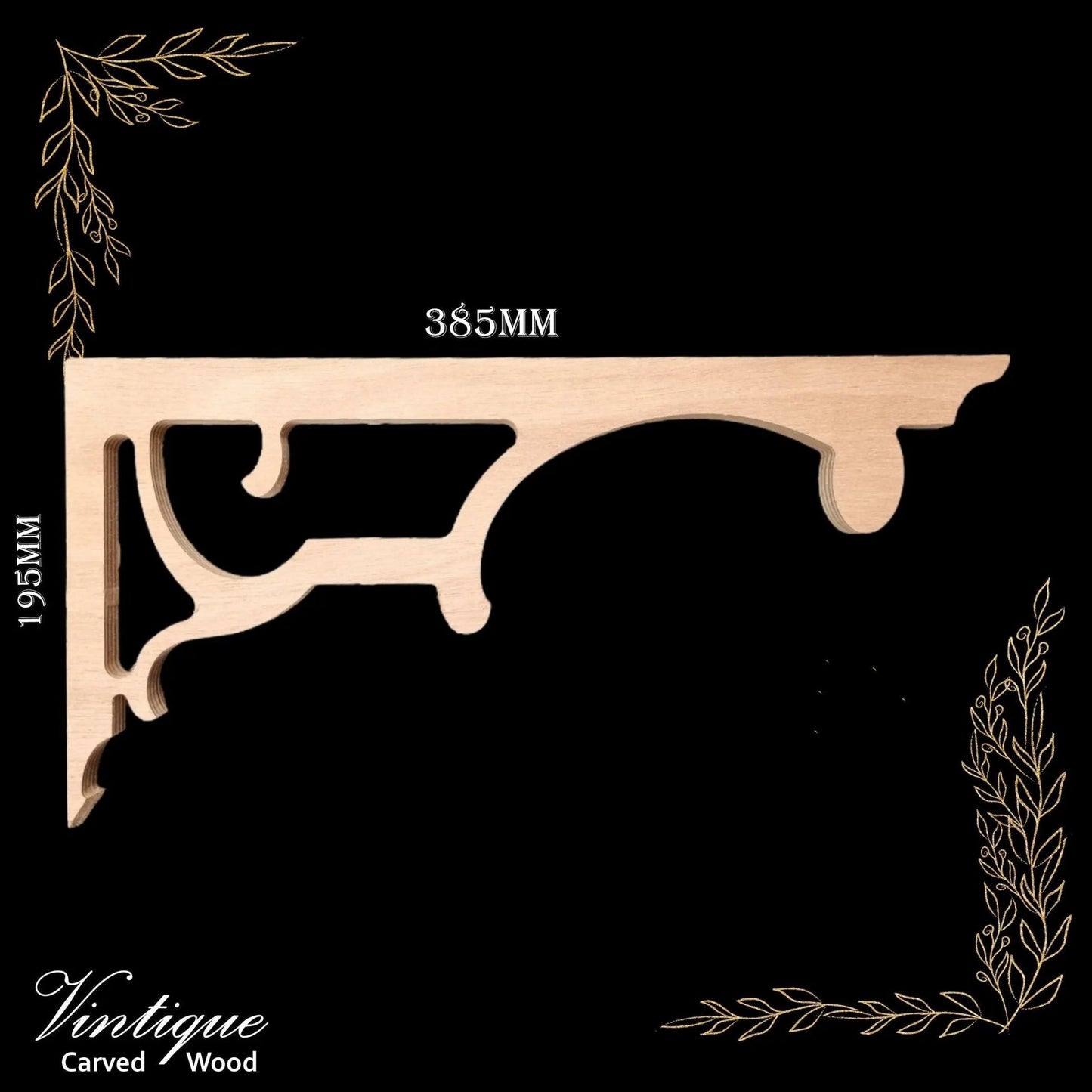 Carved wooden Lace Fretwork-Ocean Wave (FW15) 385mm x 195mm-Vintique Concepts