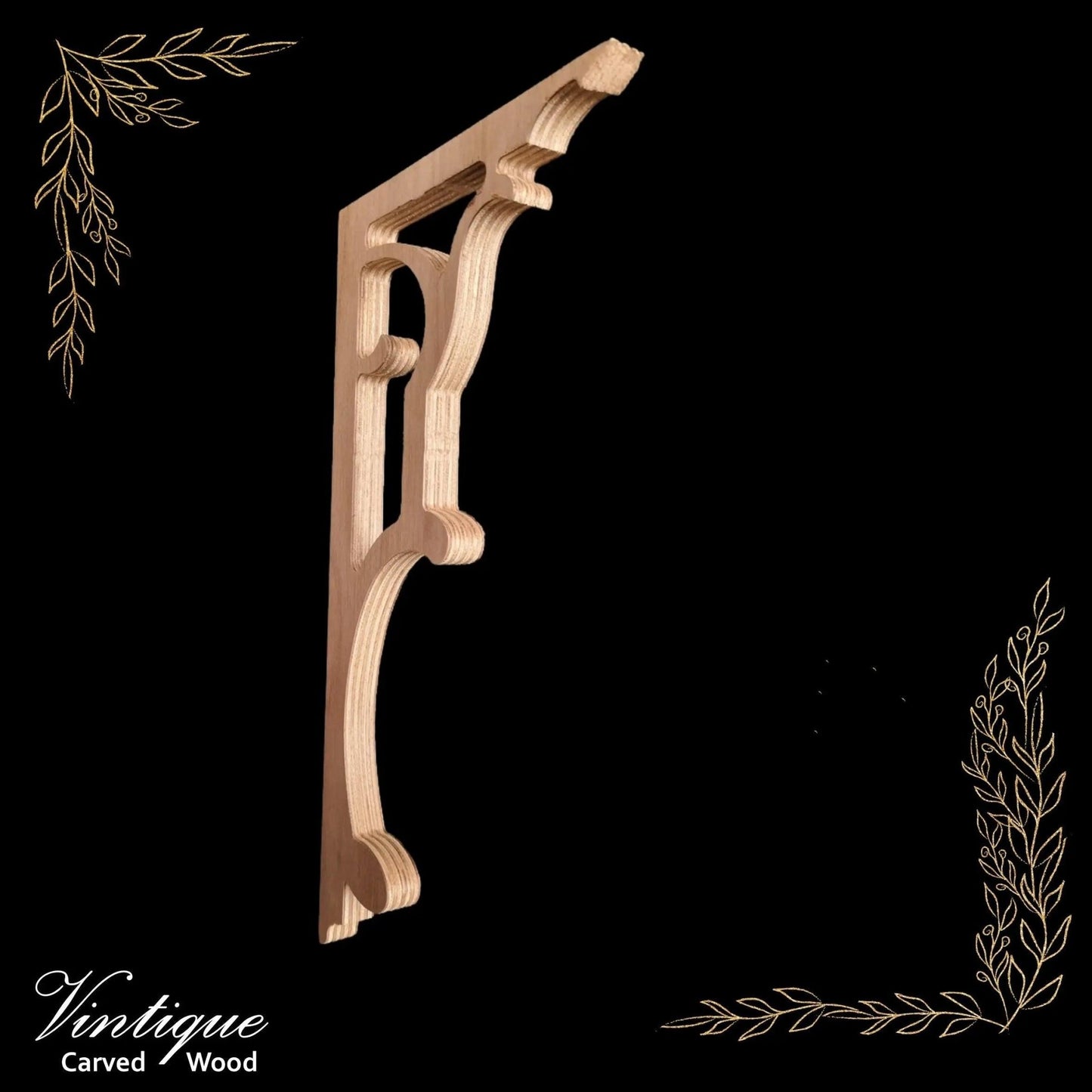 Carved wooden Lace Fretwork-Ocean Wave (FW15) 385mm x 195mm-Vintique Concepts