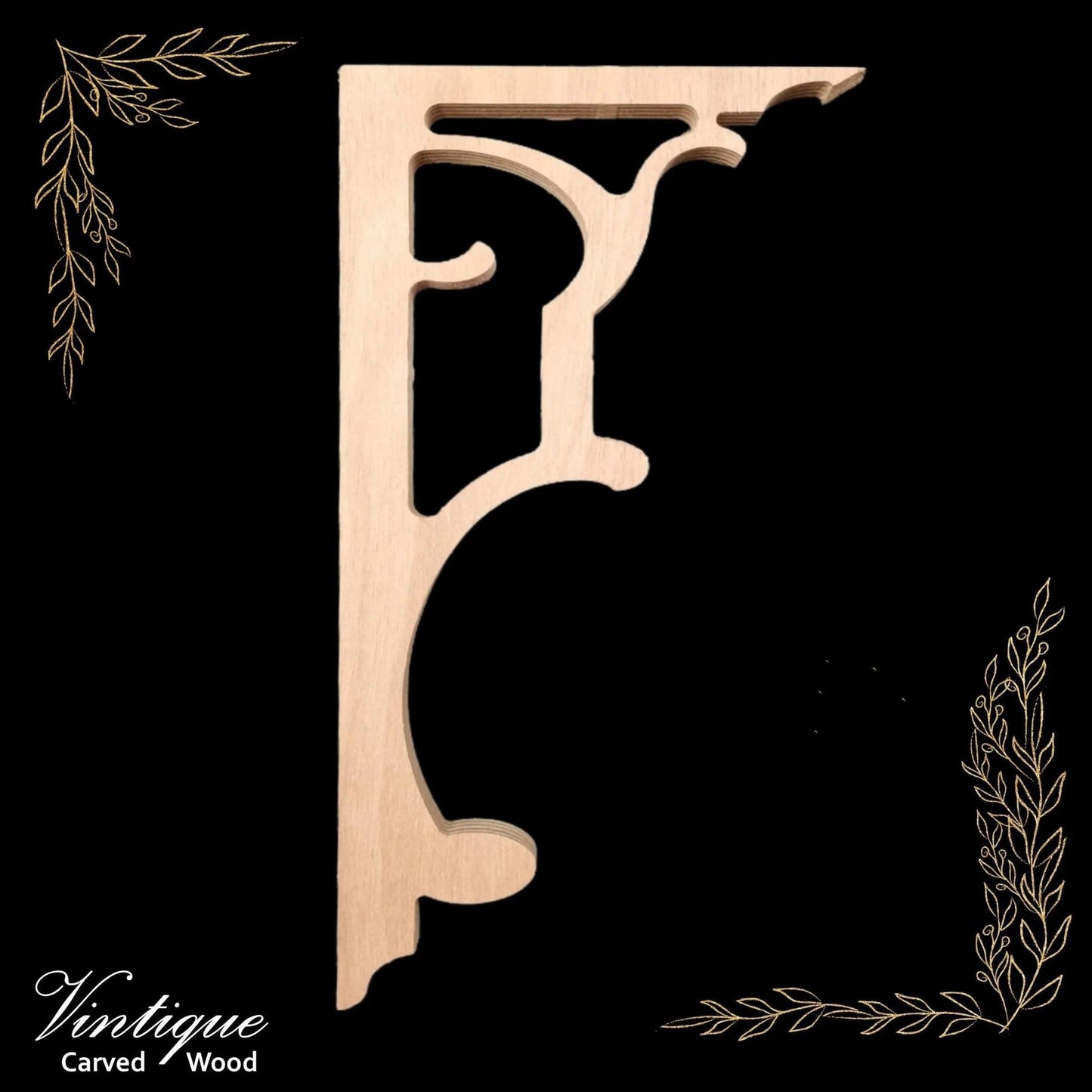 Carved wooden Lace Fretwork-Ocean Wave (FW15) 385mm x 195mm-Vintique Concepts