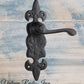 Cast Iron Fleur de lis door levers (pair)-Vintique Concepts