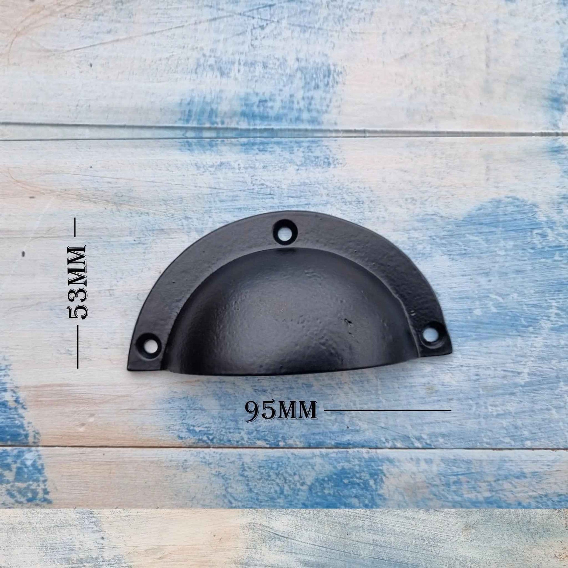 Cast Iron Half Moon Cup Drawer Handle 95mm long