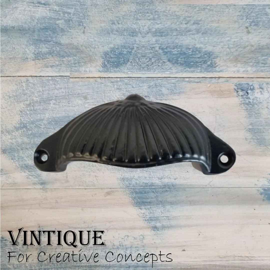 Cast Iron Half Moon Fluted with dome Cup Drawer Handle 105mm long