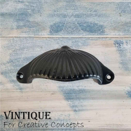 Cast Iron Half Moon Fluted with dome Cup Drawer Handle 105mm long