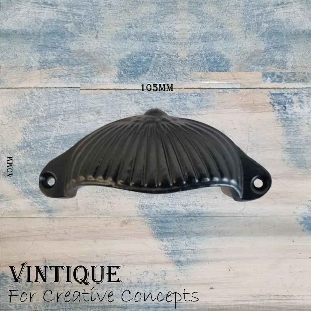 Cast Iron Half Moon Fluted with dome Cup Drawer Handle 105mm long