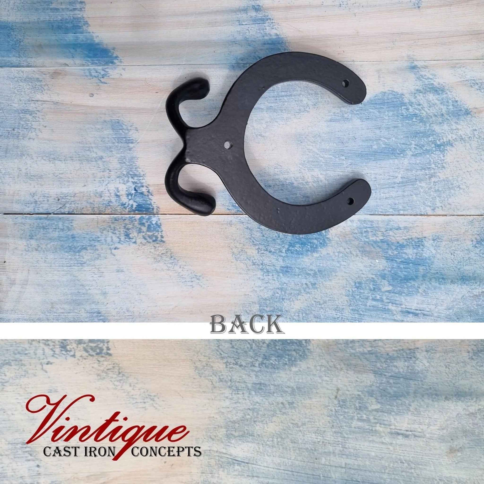 Cast Iron Horseshoe Double Prong coathook 100mm
