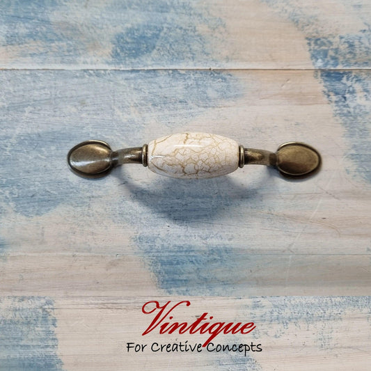 ceramic 40mm Marble pattern Bronze Drawer / Cabinet vintage handle 124mm length-Vintique Concepts