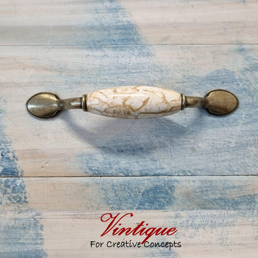 Ceramic 60mm Marble pattern Bronze Drawer / Cabinet vintage handle 148mm length-Vintique Concepts