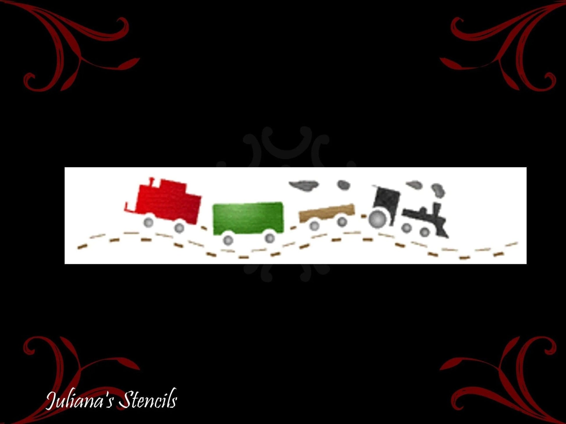 Choo Choo Train Border Childrens Wall / furniture paint stencil 355mm x 75mm-Vintique Concepts