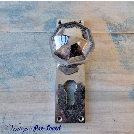 Chrome door handle knob octaganal (1 side only)-Vintique Concepts