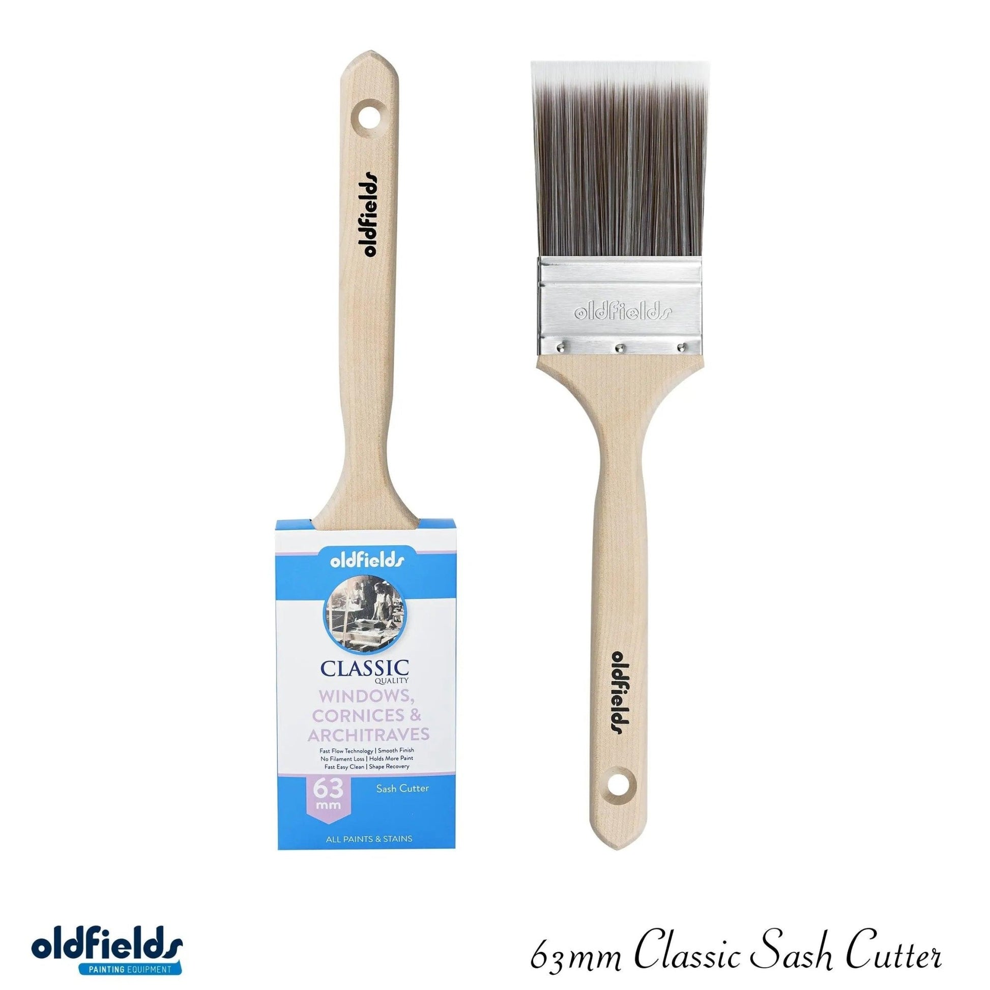 Classic 100% Tappered filament Sash & angle Cutters Paint Brushes from Oldfields-Vintique Concepts