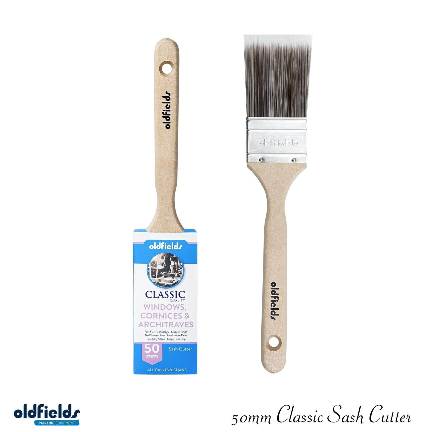 Classic 100% Tappered filament Sash & angle Cutters Paint Brushes from Oldfields-Vintique Concepts