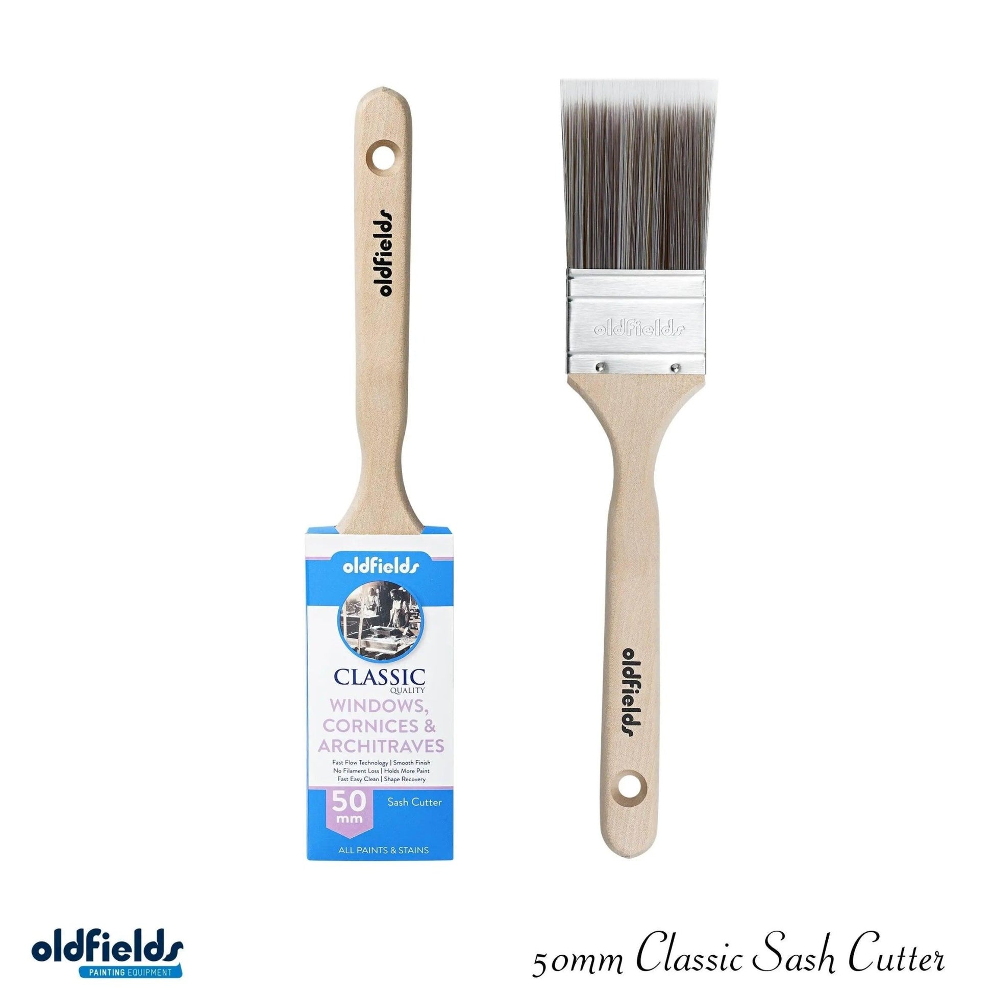 Classic 100% Tappered filament Sash & angle Cutters Paint Brushes from Oldfields-Vintique Concepts
