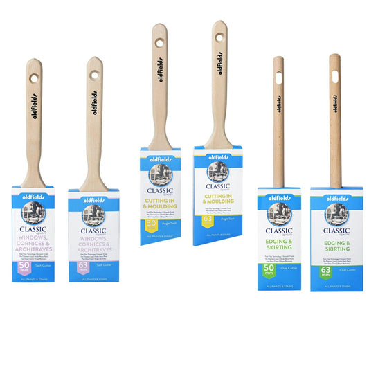 Classic 100% Tappered filament Sash & angle Cutters Paint Brushes from Oldfields-Vintique Concepts
