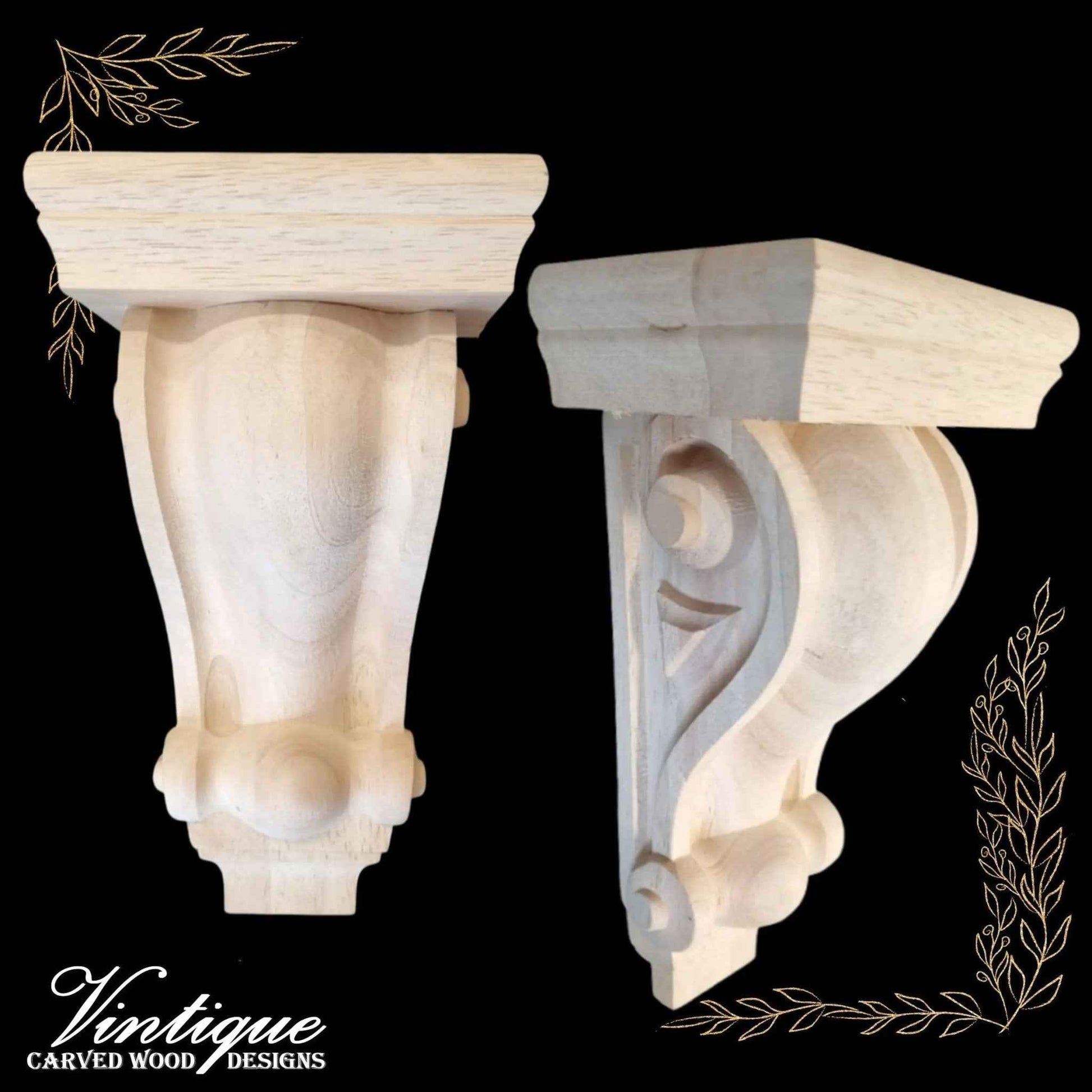 CLASSIC Large Scroll wooden corbell (each) 28cm x 28 x 10cm