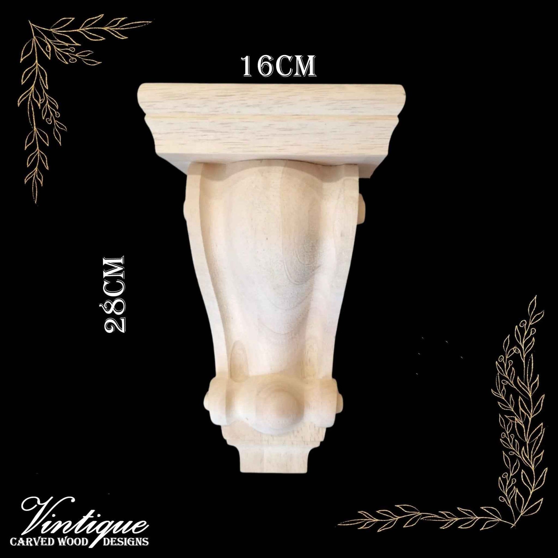 CLASSIC Large Scroll wooden corbell (each) 28cm x 28 x 10cm