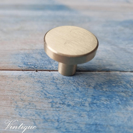 Classico Series Solid Brushed Brass Cabinet knob Handle 25mm dia-Vintique Concepts