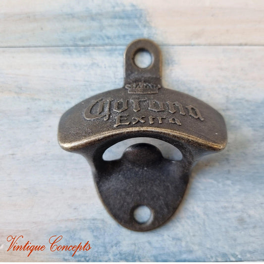 CORONA- Bronze heavy duty Wall Mounted Vintage Bottle opener for beer bottles etc-Vintique Concepts