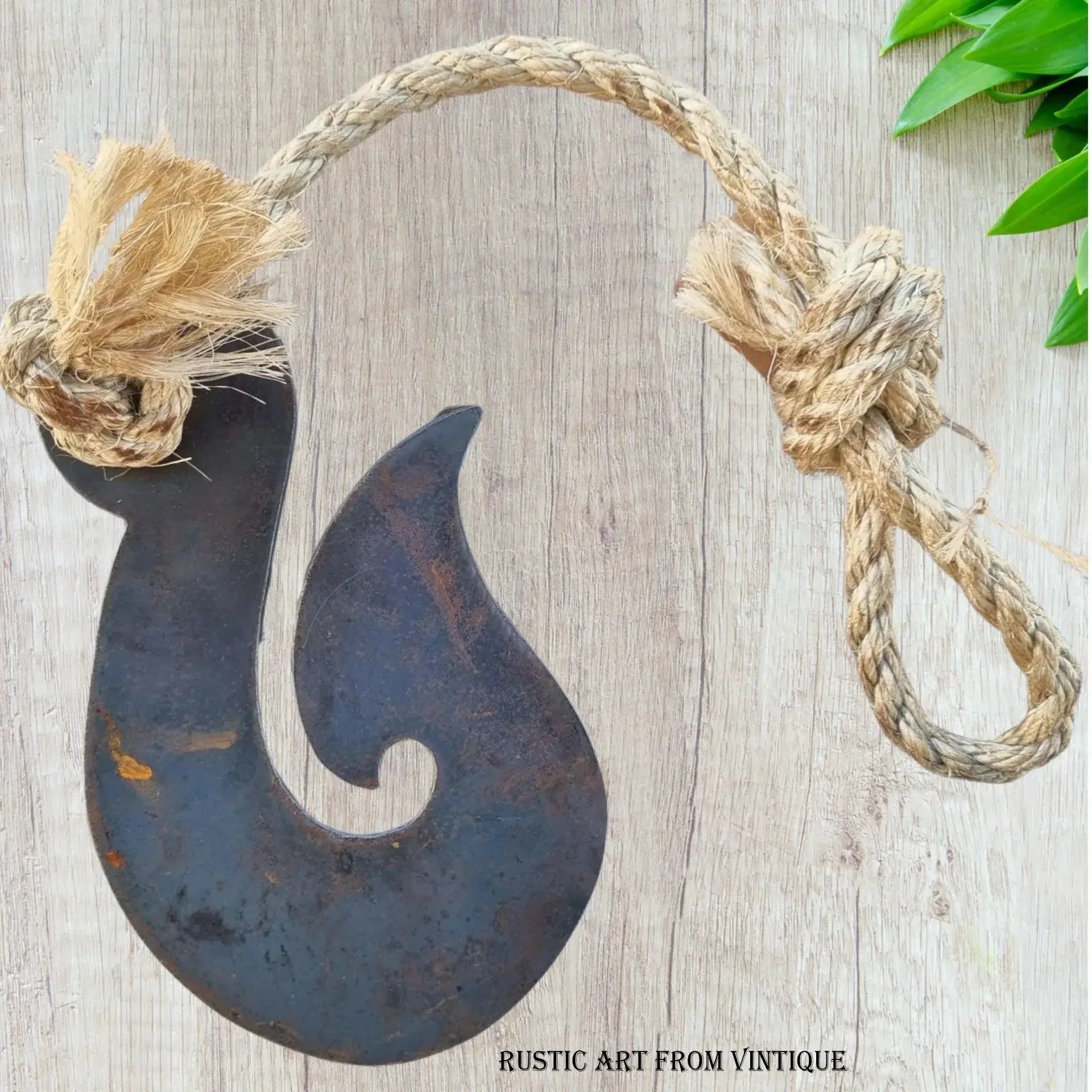Corten Rusty Fish Hook Art - Unique Metal Hei Matau Decoration Corten Rusty Fish Hook Art - Unique Metal Hei Matau Decoration