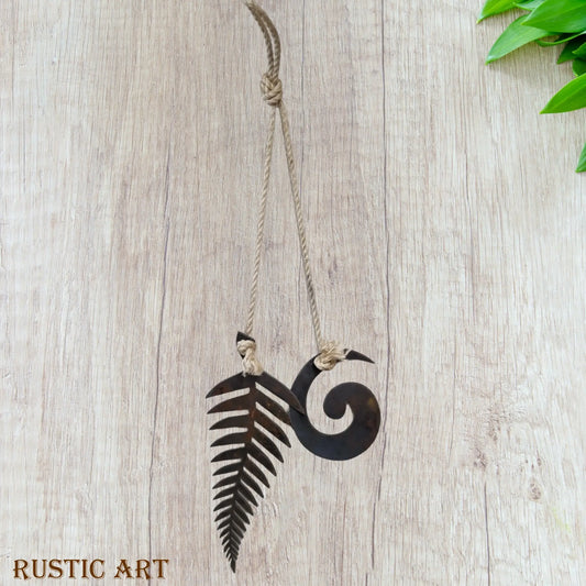 Fern & Koru -Corten Rusty large hanging metal art - Vintique Concepts