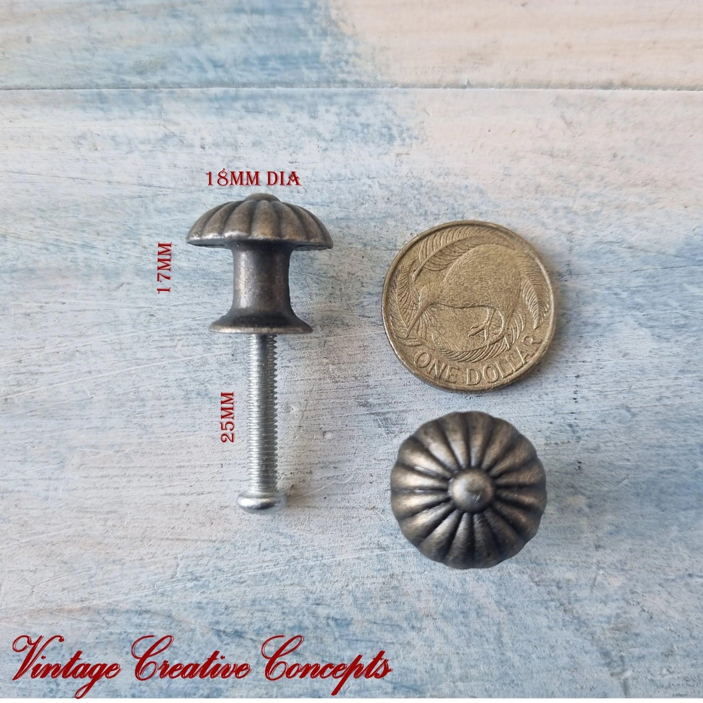 Curved Vintage furniture knob Bronze 18mm-Vintique Concepts
