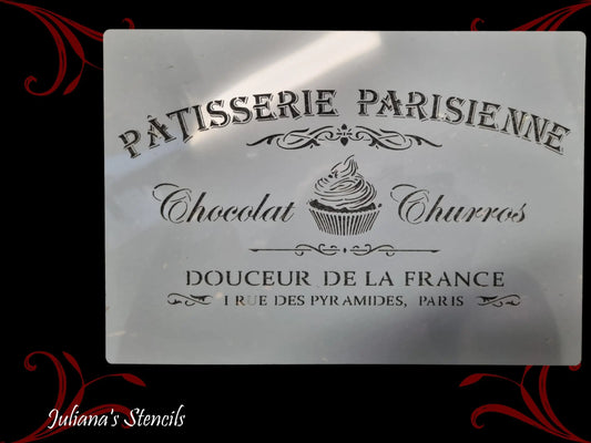 Patisserie Parisienne furniture French painting stencil (A4 Size) - Vintique Concepts