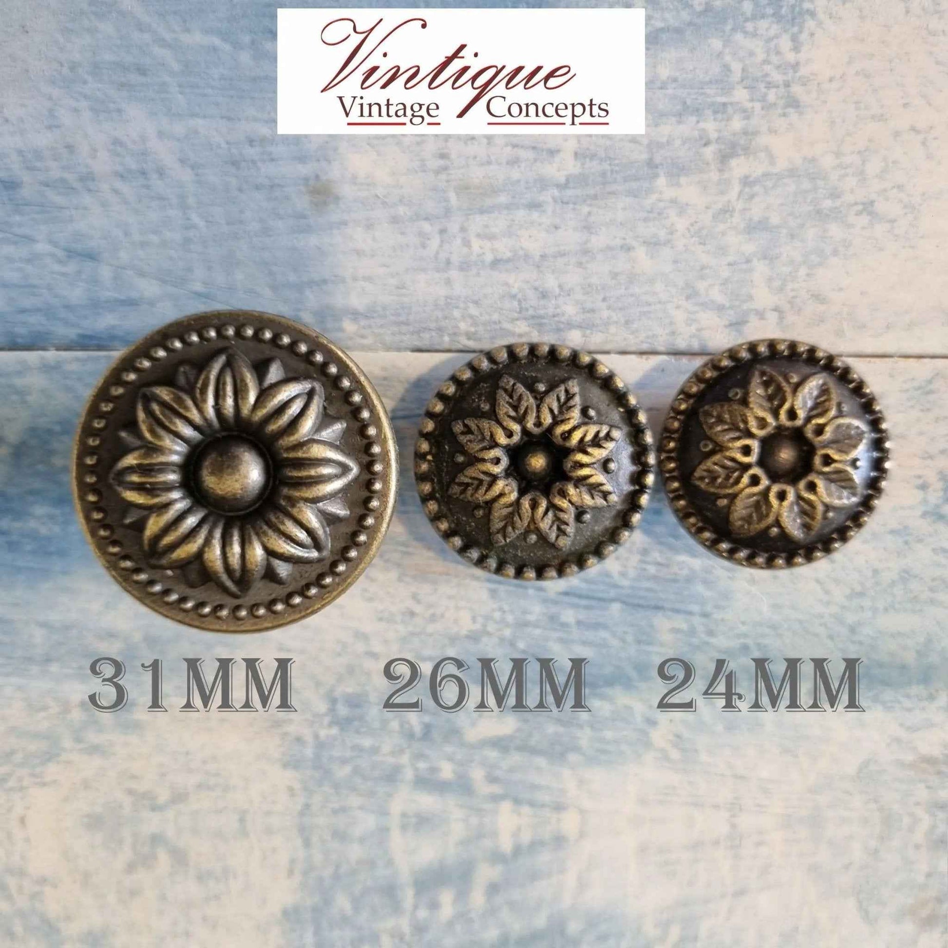 Daisy Bronze Furniture Knob Rose 26mm diameter