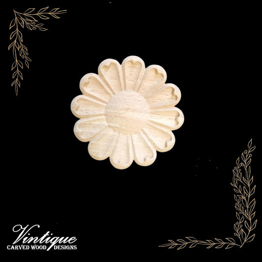 Daisy Petals Furniture wood applique Onlay  10cm Diameter-Vintique Concepts