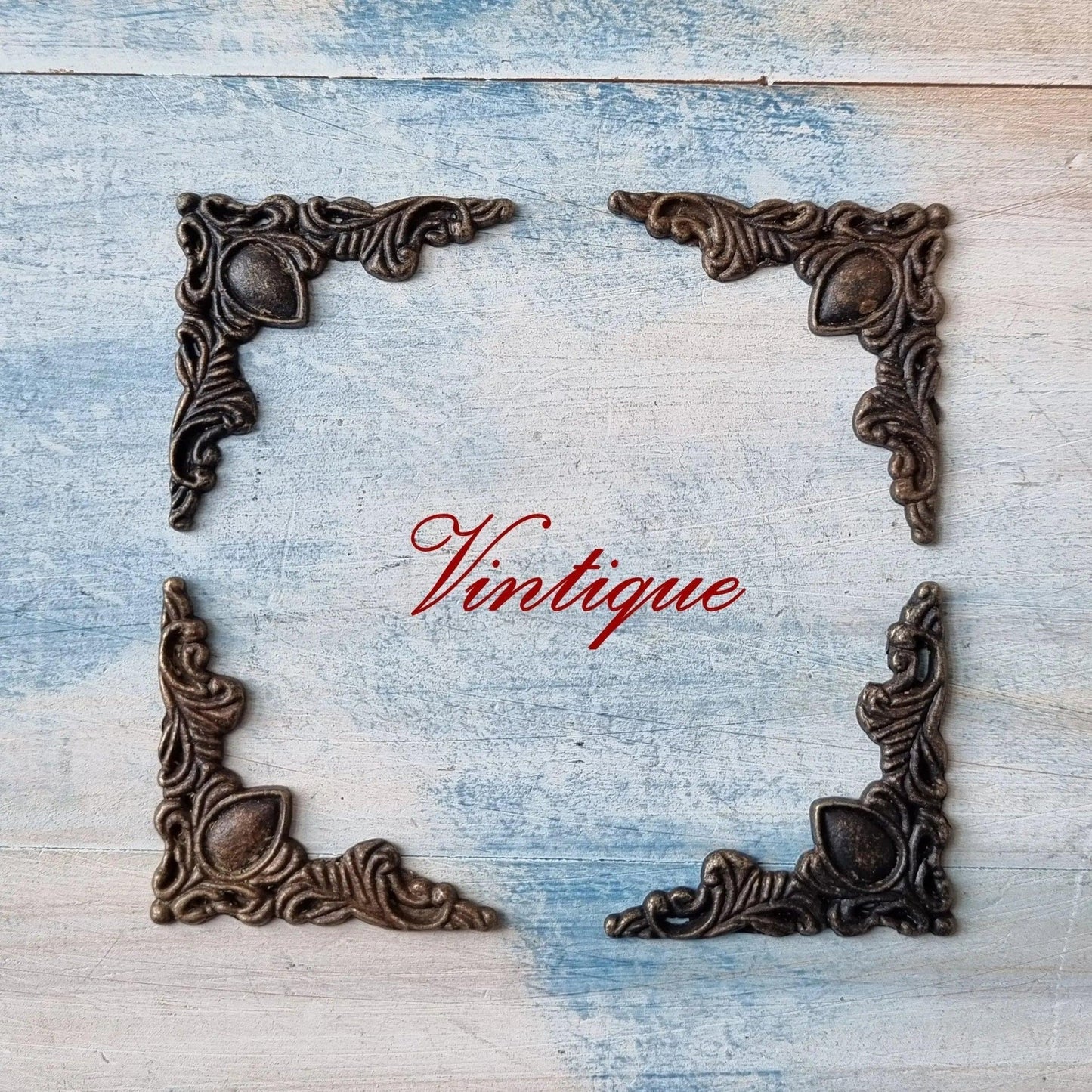 Decorative antique SILVER ornate corner 40mm x 40mm  (each)-Vintique Concepts