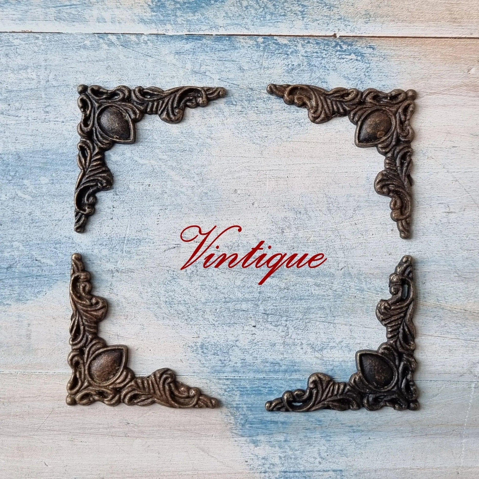 Decorative antique SILVER ornate corner 40mm x 40mm  (each)-Vintique Concepts