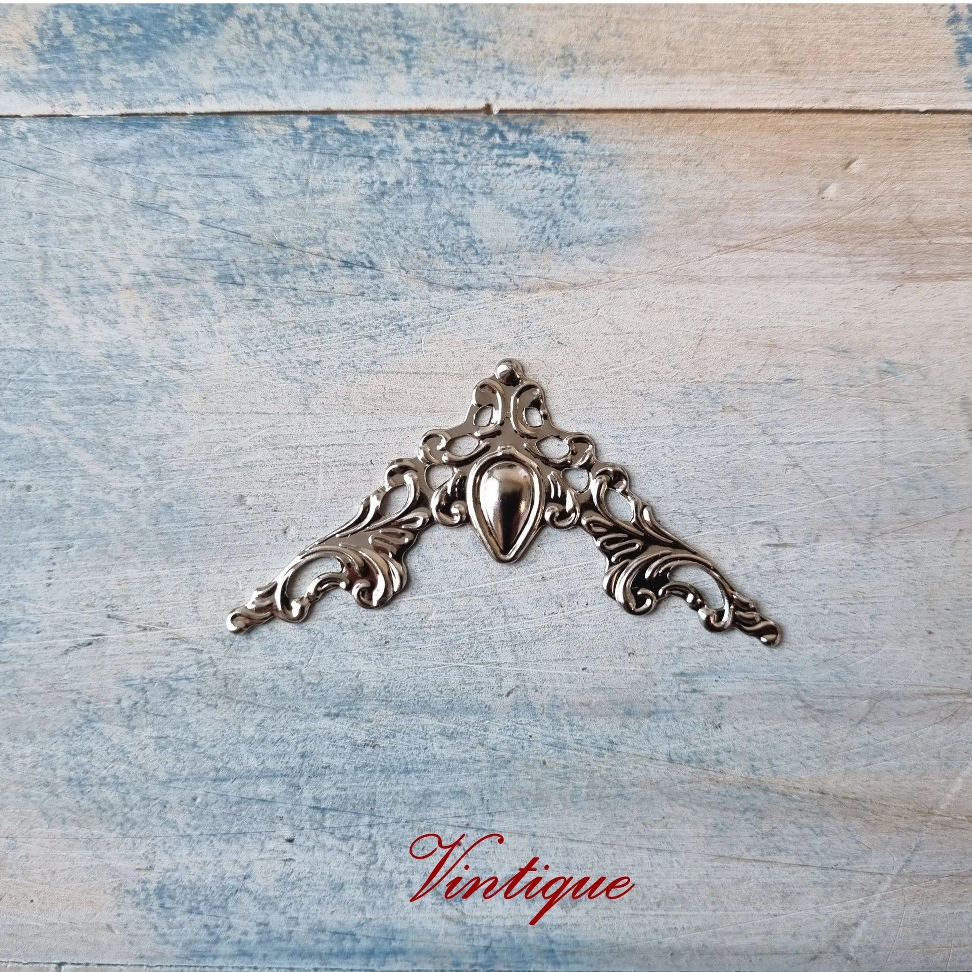 Decorative antique SILVER ornate corner 40mm x 40mm  (each)-Vintique Concepts