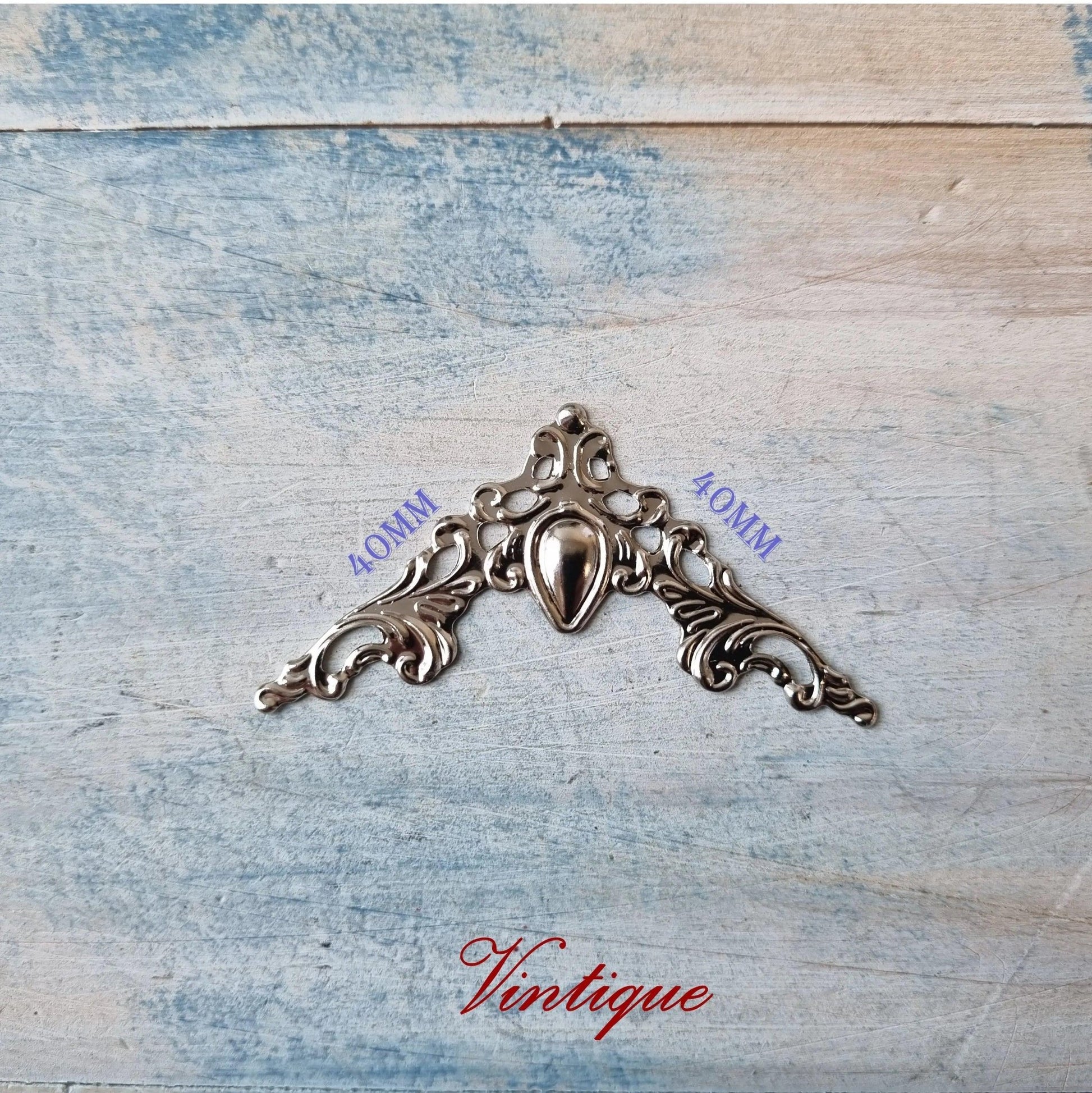 Decorative antique SILVER ornate corner 40mm x 40mm  (each)-Vintique Concepts