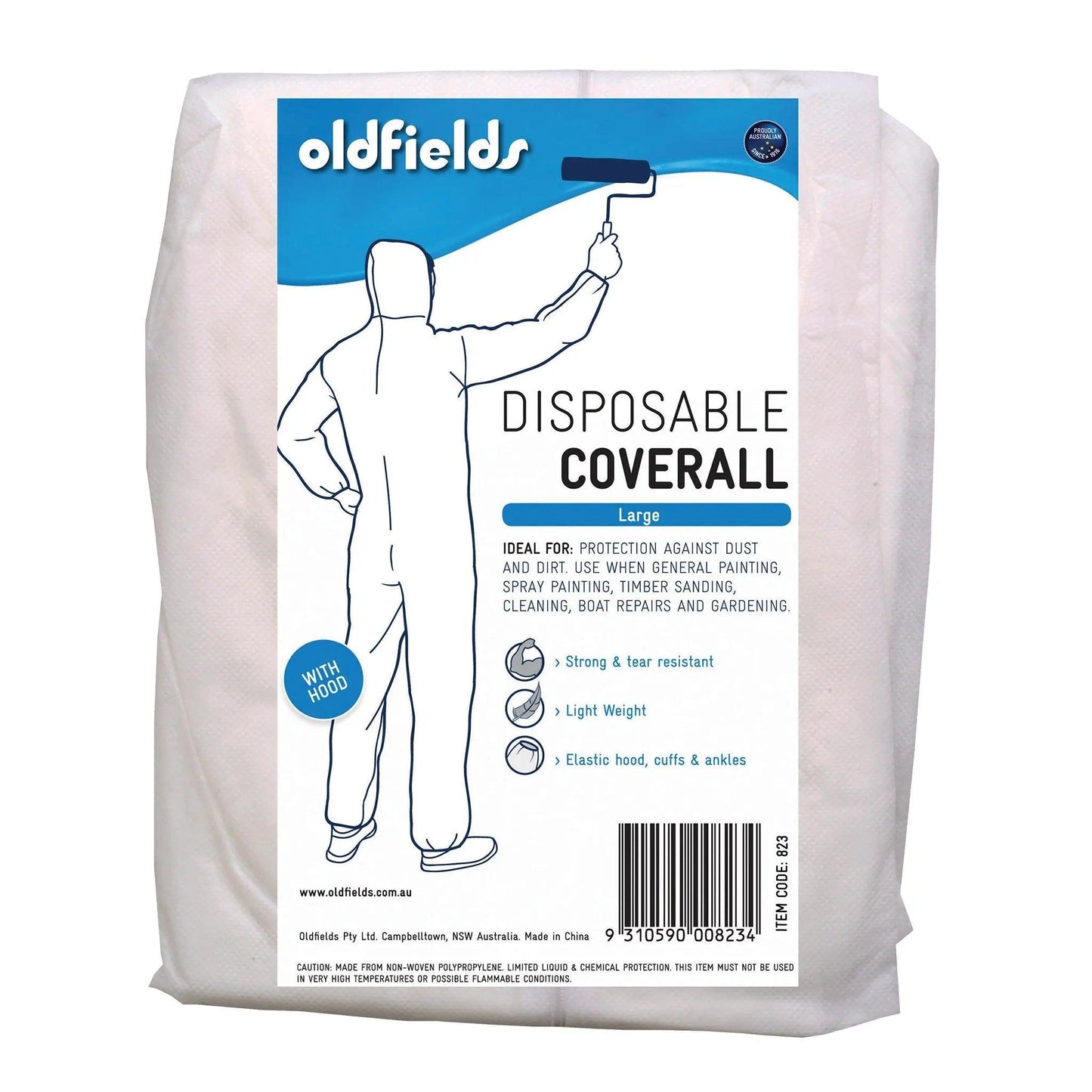 Disposable Hooded white overalls or coveralls L ( Large)-Vintique Concepts