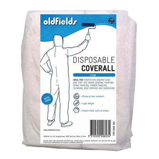 Disposable Hooded white overalls or coveralls L ( Large)-Vintique Concepts