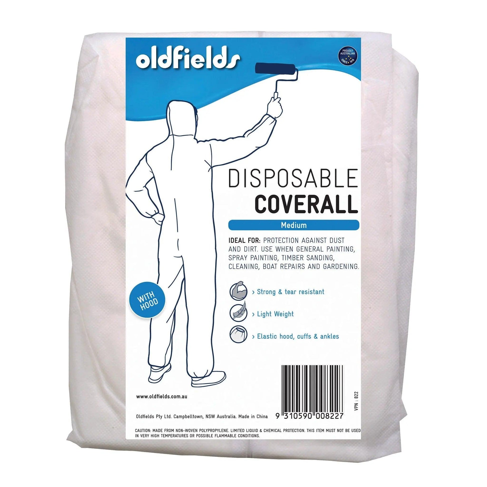 Disposable Hooded white overalls or coveralls M ( Medium)-Vintique Concepts