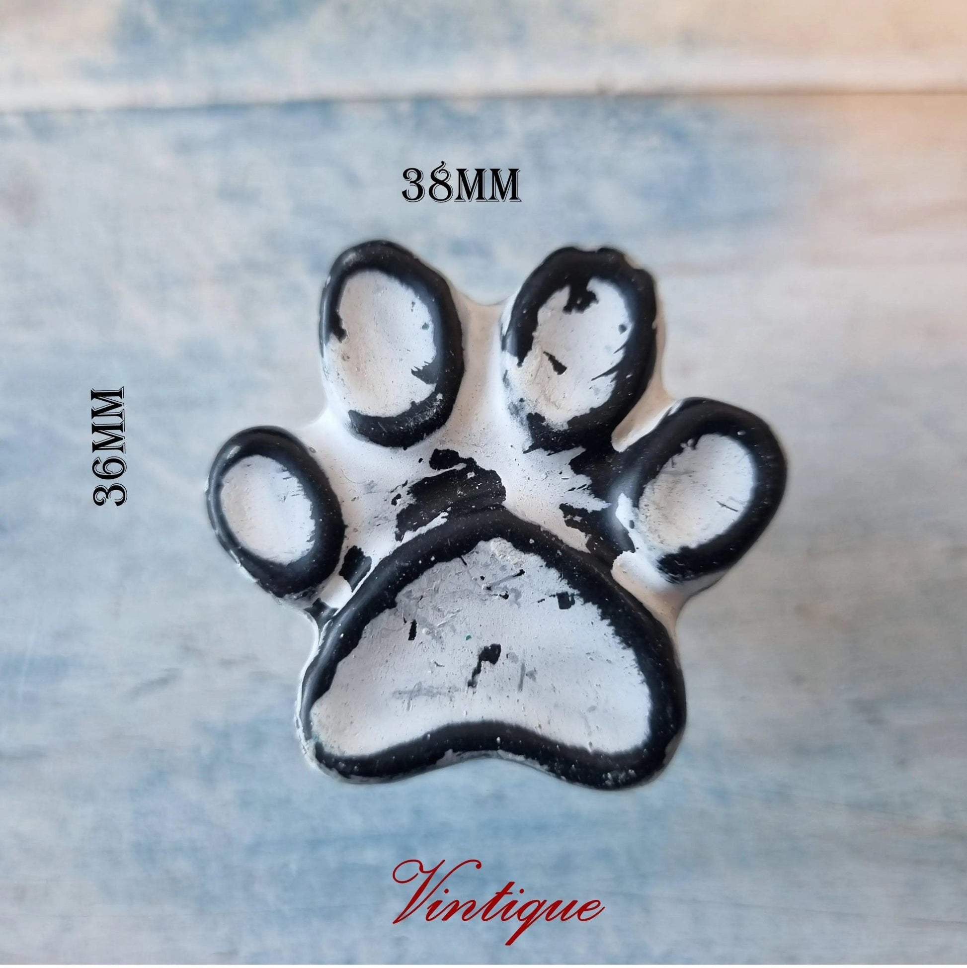 Distressed White Cast Iron "Paw Print" furniture Knob 38mm x 36mm-Vintique Concepts