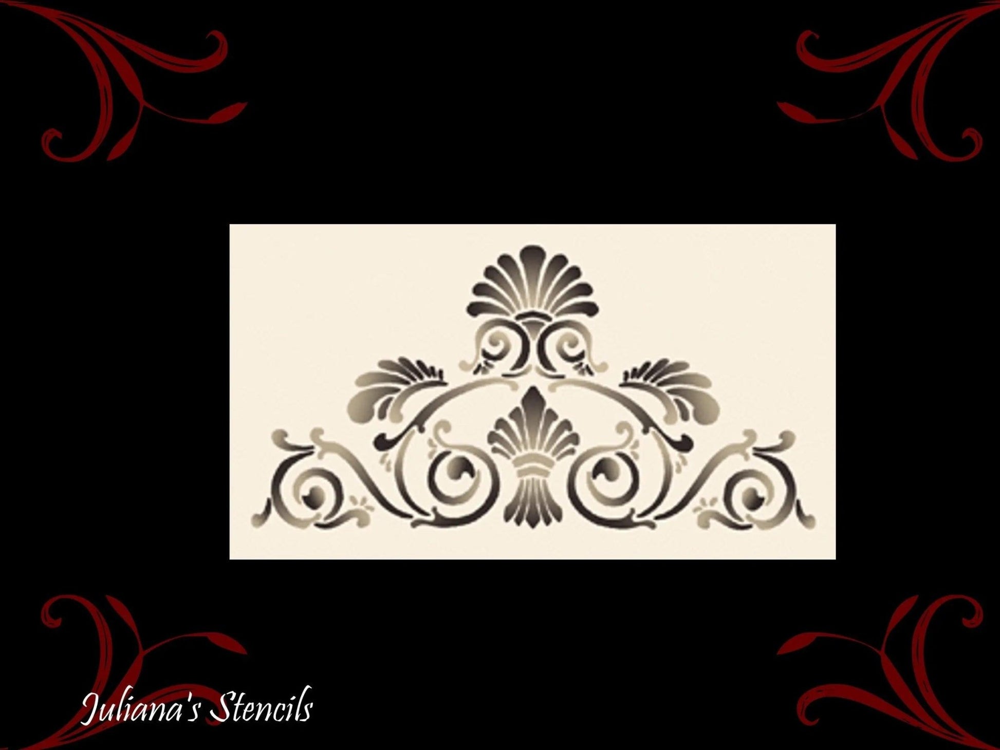 Edwardian scallop Motif vintage furniture paint stencil 203mm x 457mm (180mm high)-Vintique Concepts