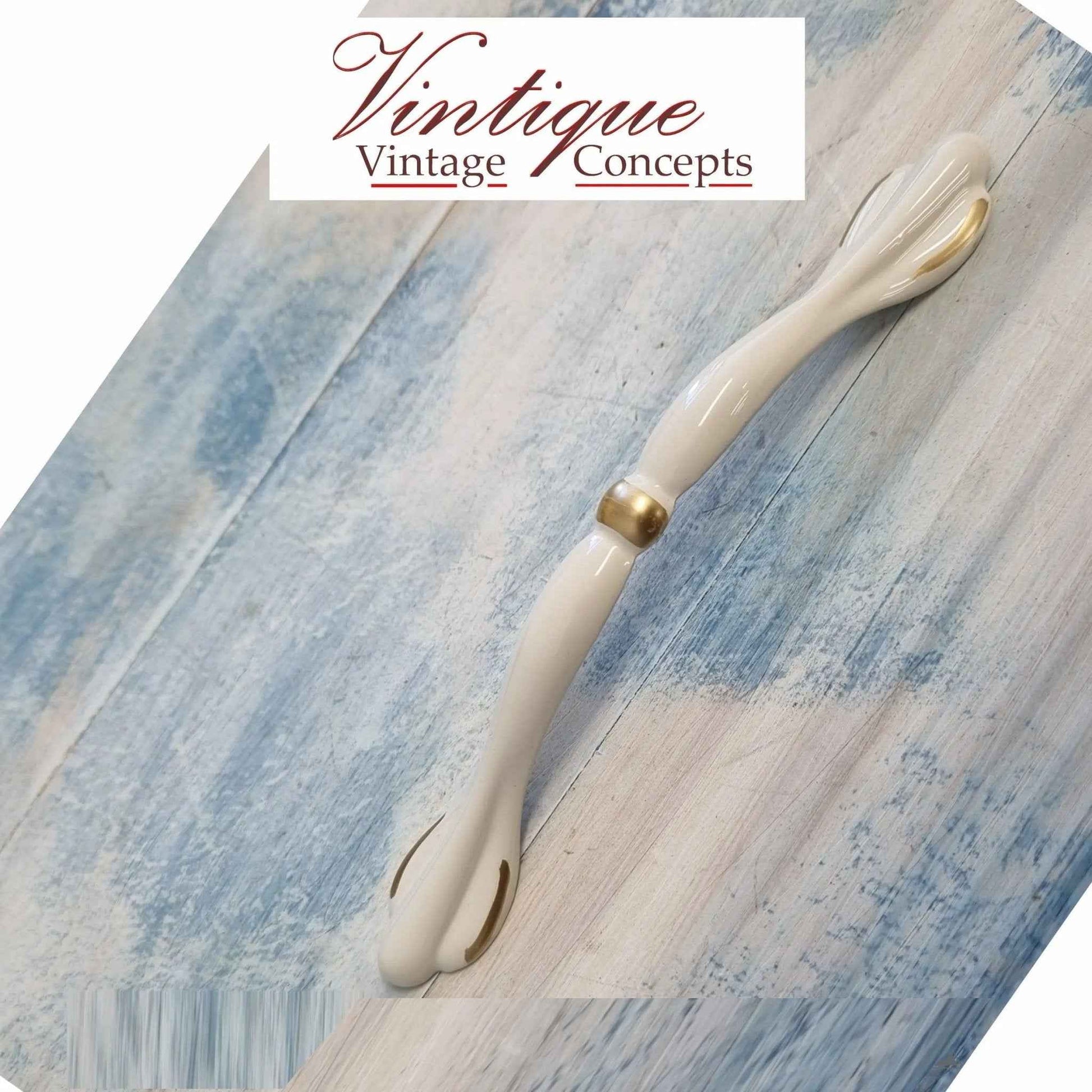Elegant Ivory / Gold with Flourish Drawer handle 158mm long
