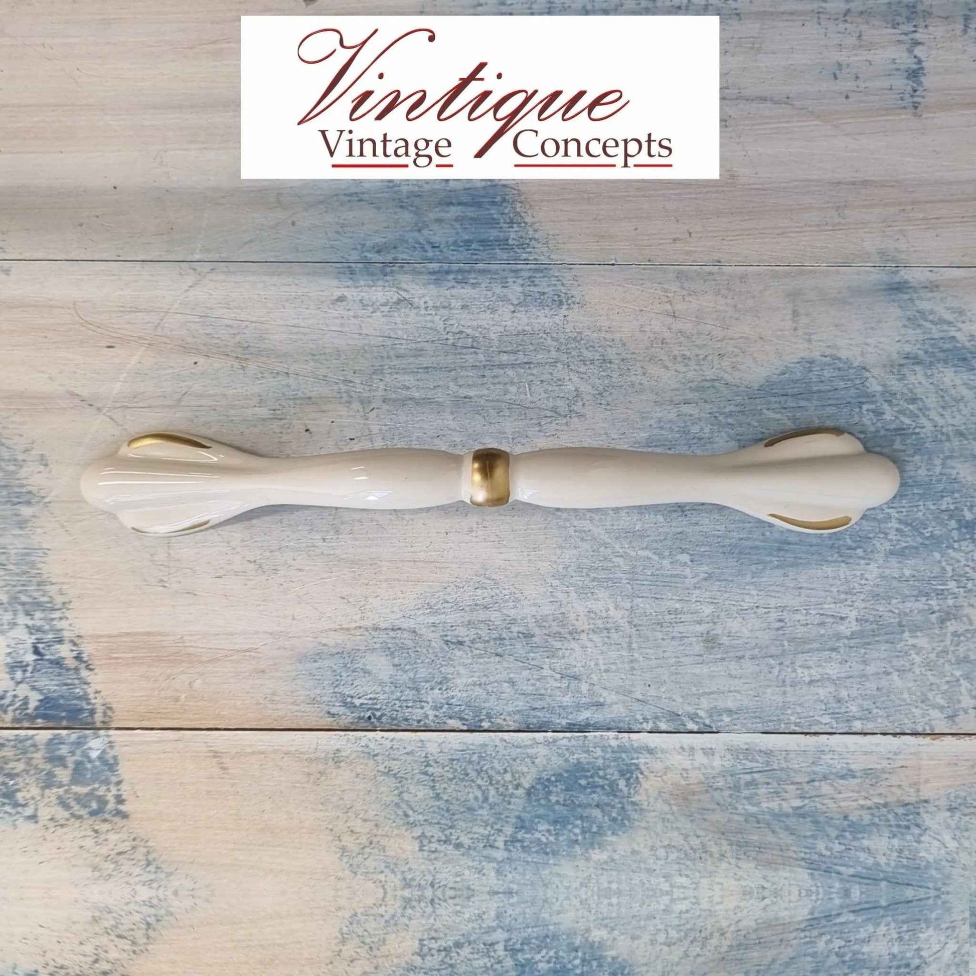 Elegant Ivory / Gold with Flourish Drawer handle 158mm long