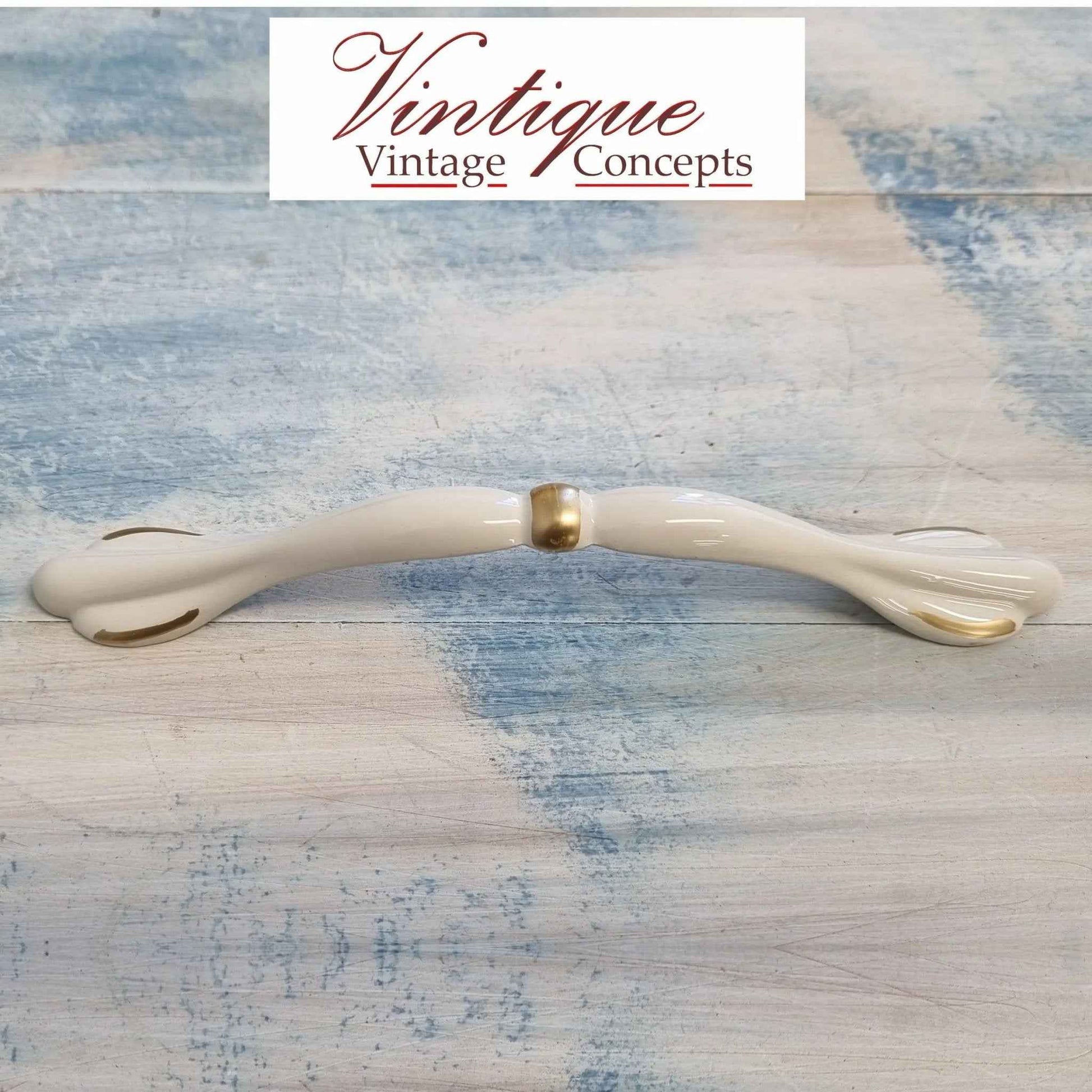 Elegant Ivory / Gold with Flourish Drawer handle 158mm long