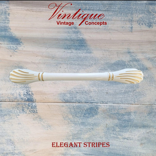 Elegant stripped Ivory with double Gold Band Drawer handle 155mm long-Vintique Concepts