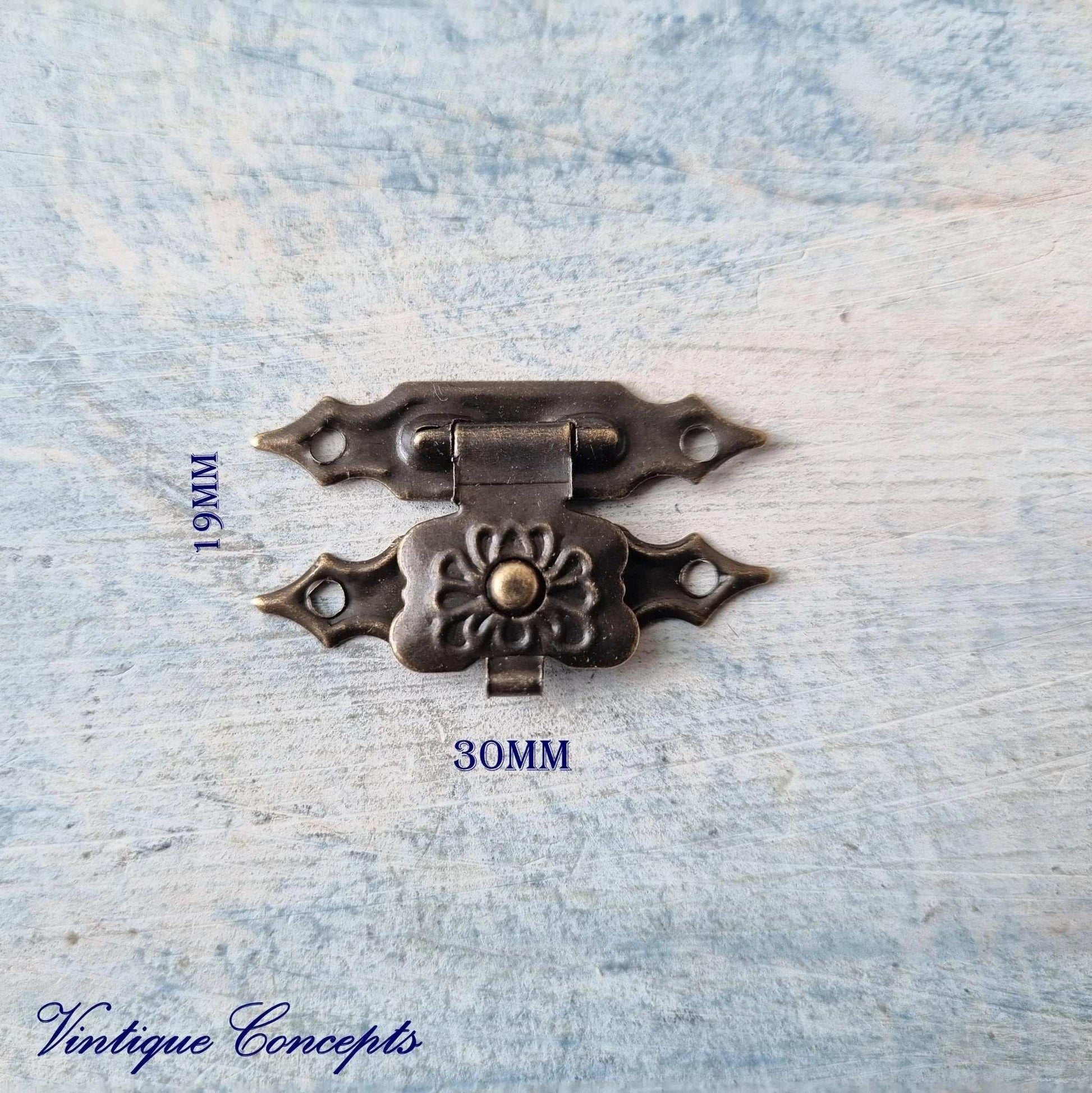 Elizabeth's Vintage jewelery Box Latch /double Lock 30mm x 19mm-Vintique Concepts
