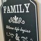 Family-Where Life Begins -Wood sign 15cm x 30cm-Vintique Concepts