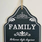 Family-Where Life Begins -Wood sign 15cm x 30cm-Vintique Concepts