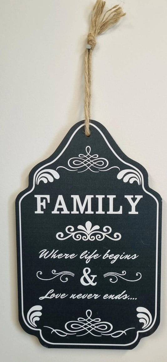 Family-Where Life Begins -Wood sign 15cm x 30cm-Vintique Concepts